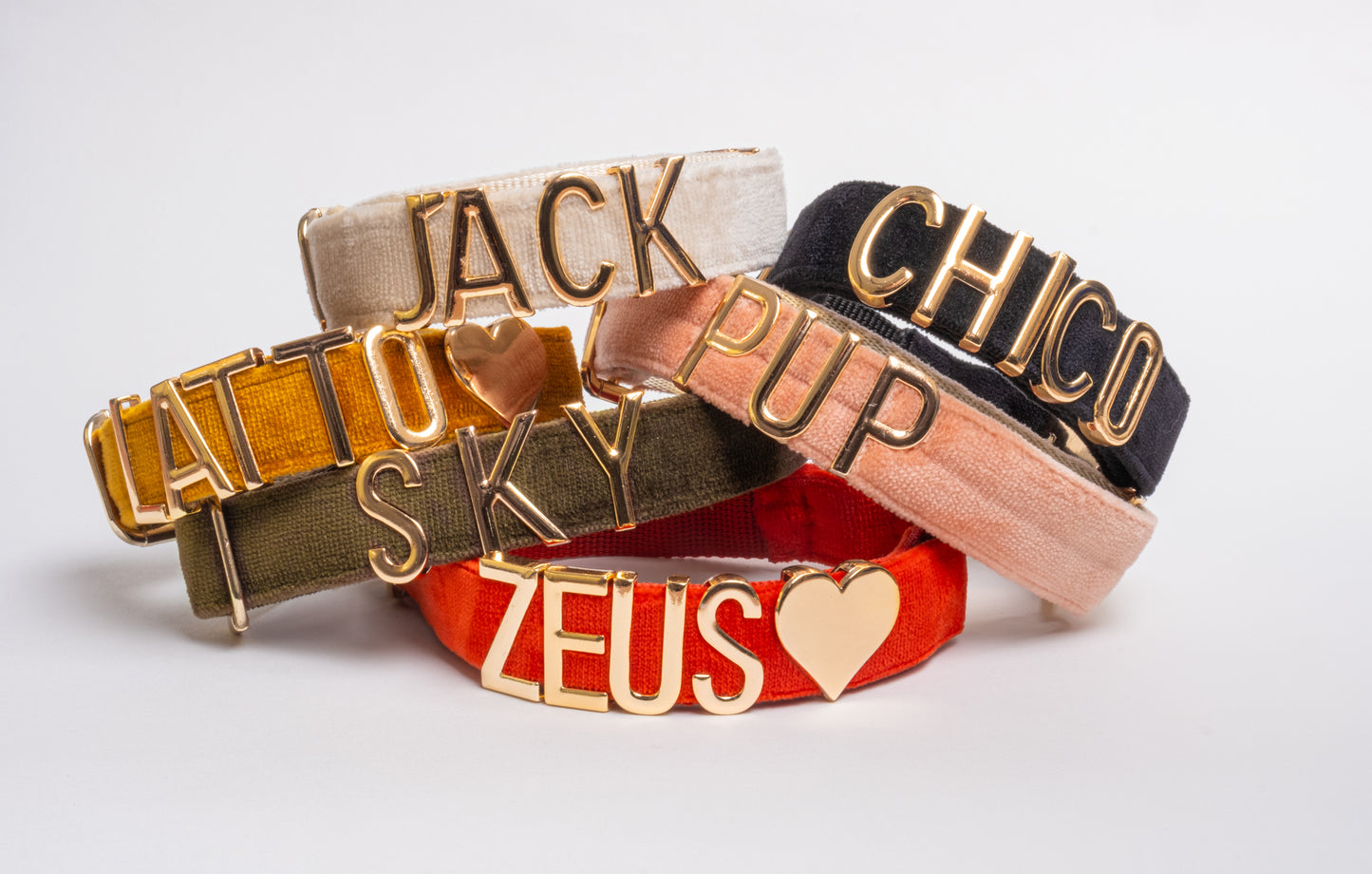 Personalized Dog Collar, Gold Letter Velvet Personalized Collar, Personalized Collars with Metal Letter Name, Dog Collar.